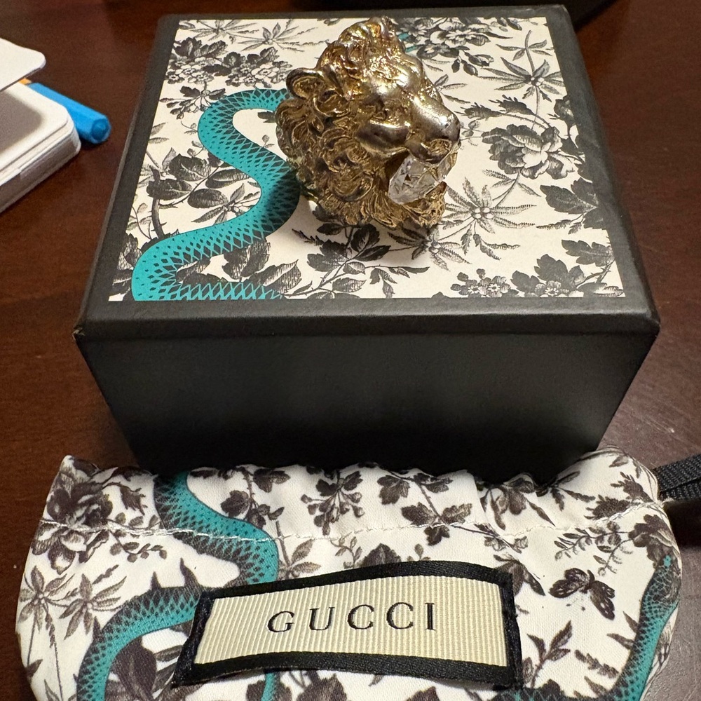 GUCCI FULL INCLUSION Lions Head Ring Size 7.5 - Picture 5 of 7
